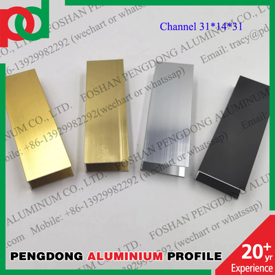 Aluminium-Fensterprofile, U-Profil, glänzend, silberfarben, goldfarben