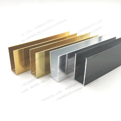 Aluminium-Fensterprofile, U-Profil, glänzend, silberfarben, goldfarben