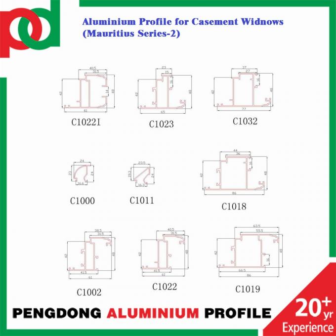 Aluminiumfensterprofil des ganzen Satzes für Mauritius
