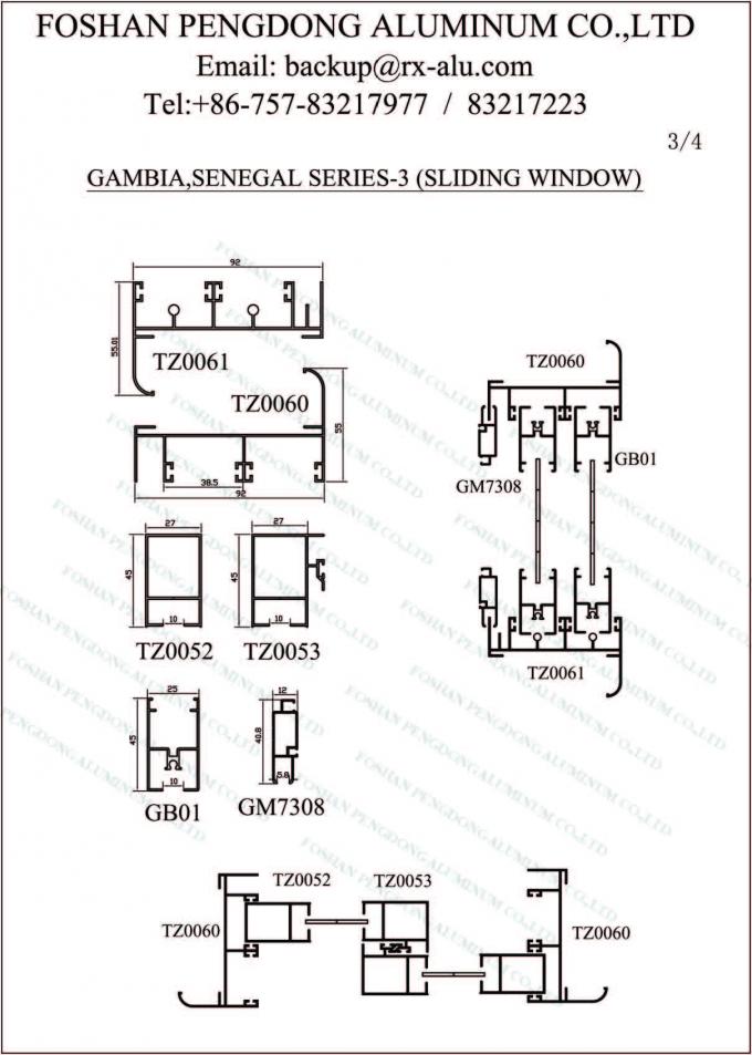 Heißer Verkaufs-Gambia-Aluminiumprofil für Fenster