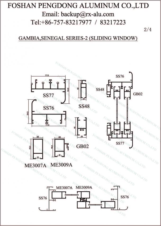 Heißer Verkaufs-Gambia-Aluminiumprofil für Fenster
