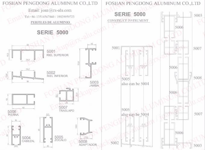 Aluminiumprofile für Fenster und Türen zu Chile- und Bolivien-Marcket Linie 5000