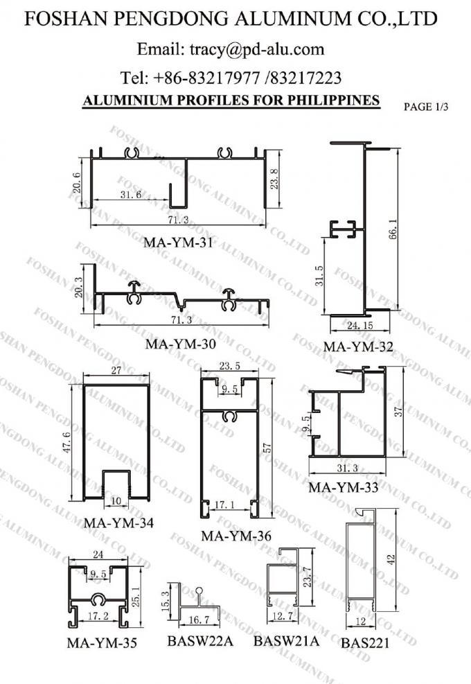 Philippinen-Aluminiumprofil für gleitendes Fenster