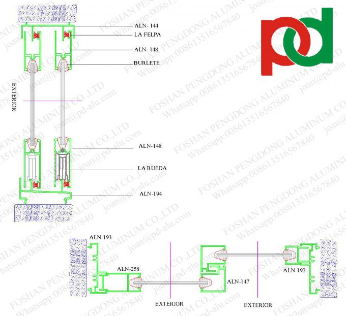 Foshan zu Kolumbien-Aluminiumprofilen für gleitendes Windows