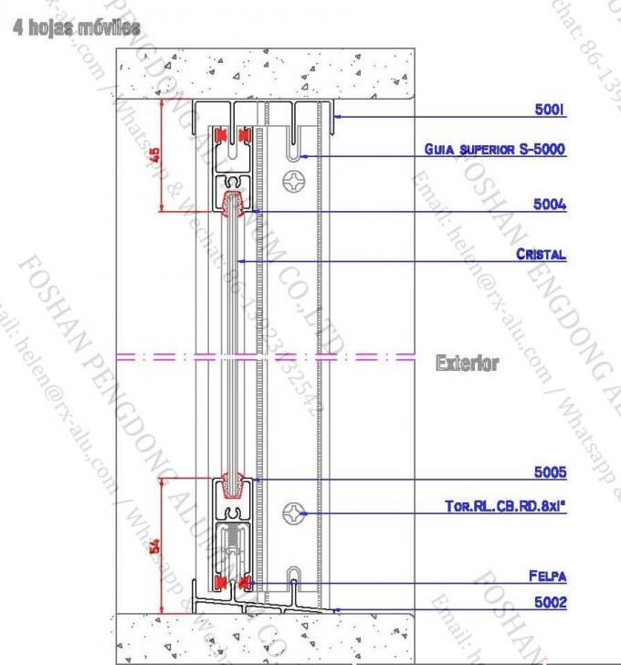 Aluminiumprofile für Fenster und Türen zu Chile- und Bolivien-Marcket Linie 5000